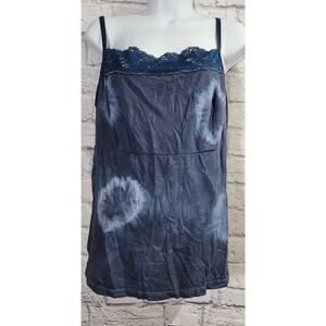 Lane Bryant Blue Tie Dye Lace Detail Adjustable Spaghetti Strap Tank Top 18 20